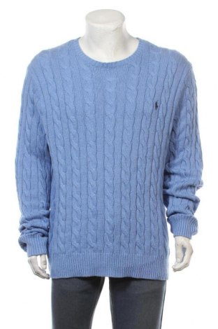 Męski sweter Polo By Ralph Lauren, Rozmiar XXL, Kolor Niebieski, Bawełna, Cena 429,38 zł