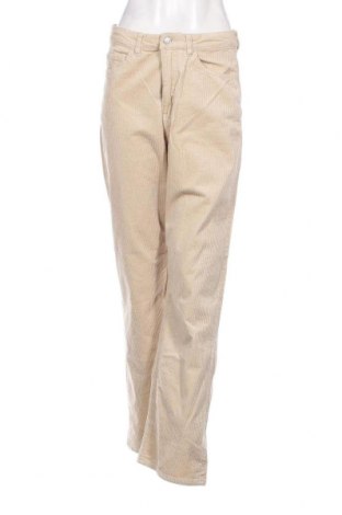 Pantaloni de velvet de femei Weekday, Mărime L, Culoare Bej, Preț 37,50 Lei
