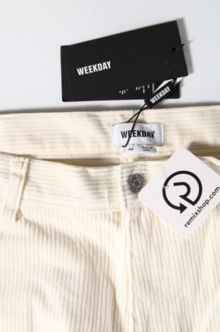 Pantaloni de velvet de femei Weekday, Mărime XL, Culoare Ecru, Preț 55,00 Lei