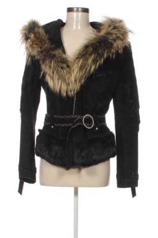 Дамско кожено палто, Размер XXL, Цвят Черен, Цена 115,50 лв.
