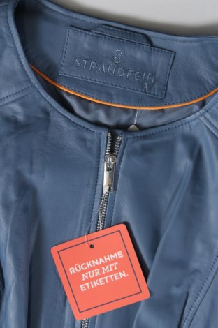 Γυναικείο δερμάτινο μπουφάν Strandfein, Μέγεθος XL, Χρώμα Μπλέ, Τιμή 80,44 €