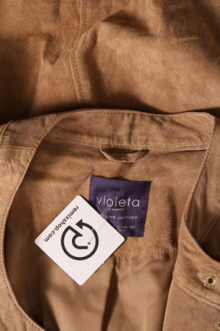 Γυναικείο δερμάτινο μπουφάν Violeta by Mango, Μέγεθος XXL, Χρώμα  Μπέζ, Τιμή 42,00 €