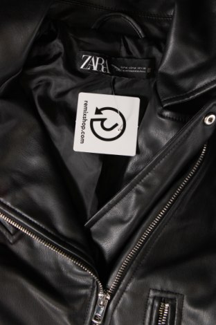 Дамско кожено яке Zara, Размер M, Цвят Черен, Цена 35,00 лв.