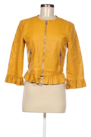 Дамско кожено яке Zara, Размер L, Цвят Жълт, Цена 29,75 лв.
