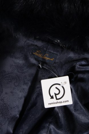 Δερμάτινο γυναικείο παλτό Luisa Spagnoli, Μέγεθος S, Χρώμα Μπλέ, Τιμή 304,38 €