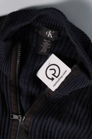 Jachetă tricotată de bărbați Calvin Klein, Mărime XL, Culoare Albastru, Preț 148,19 Lei