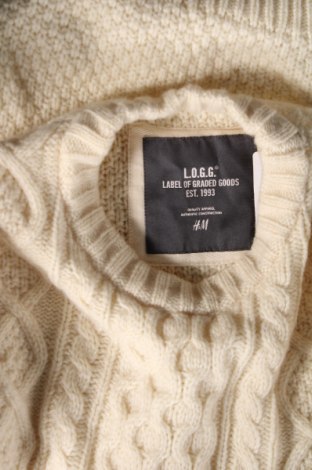 Мъжки пуловер H&M L.O.G.G., Размер M, Цвят Екрю, Цена 15,66 лв.