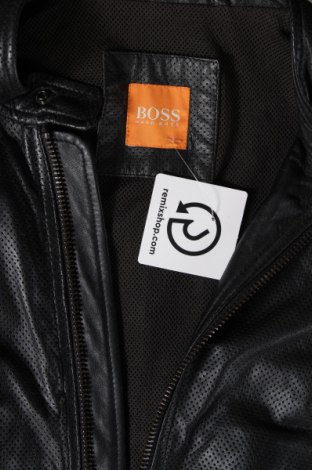 Ανδρικό δερμάτινο μπουφάν Boss Orange, Μέγεθος M, Χρώμα Μαύρο, Τιμή 372,37 €