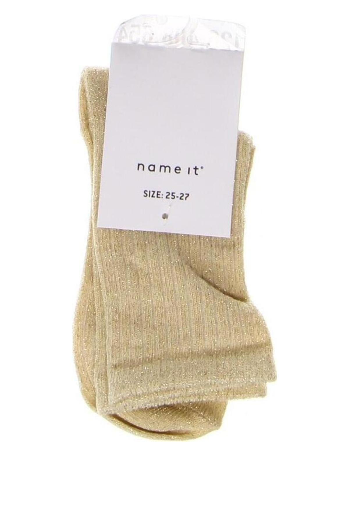 Чорапи Name It, Размер 5-6y/ 116-122 см, Цвят Златист, Цена 8,40 лв.