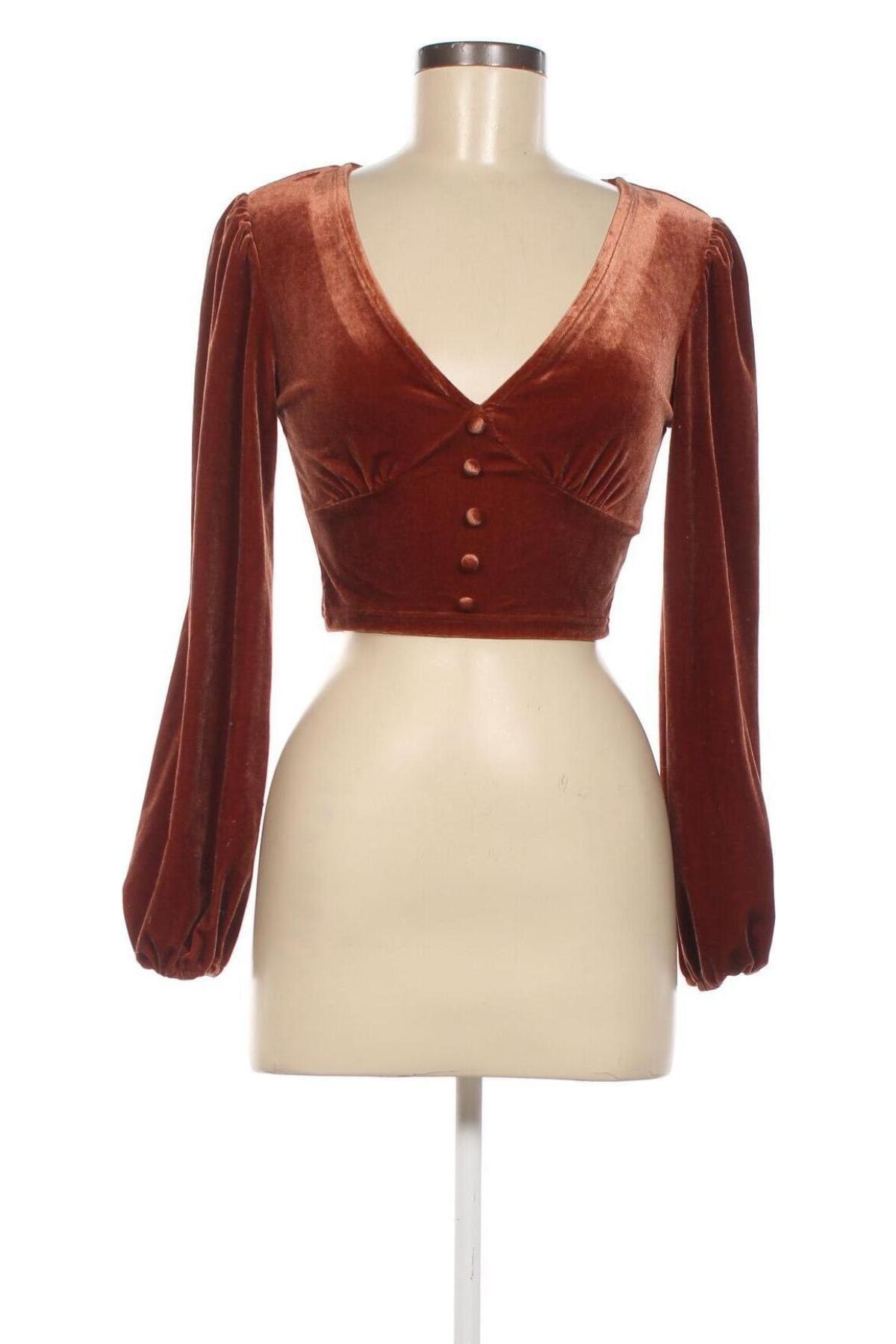 Дамска блуза SHEIN, Размер XS, Цвят Кафяв, Цена 19,00 лв.