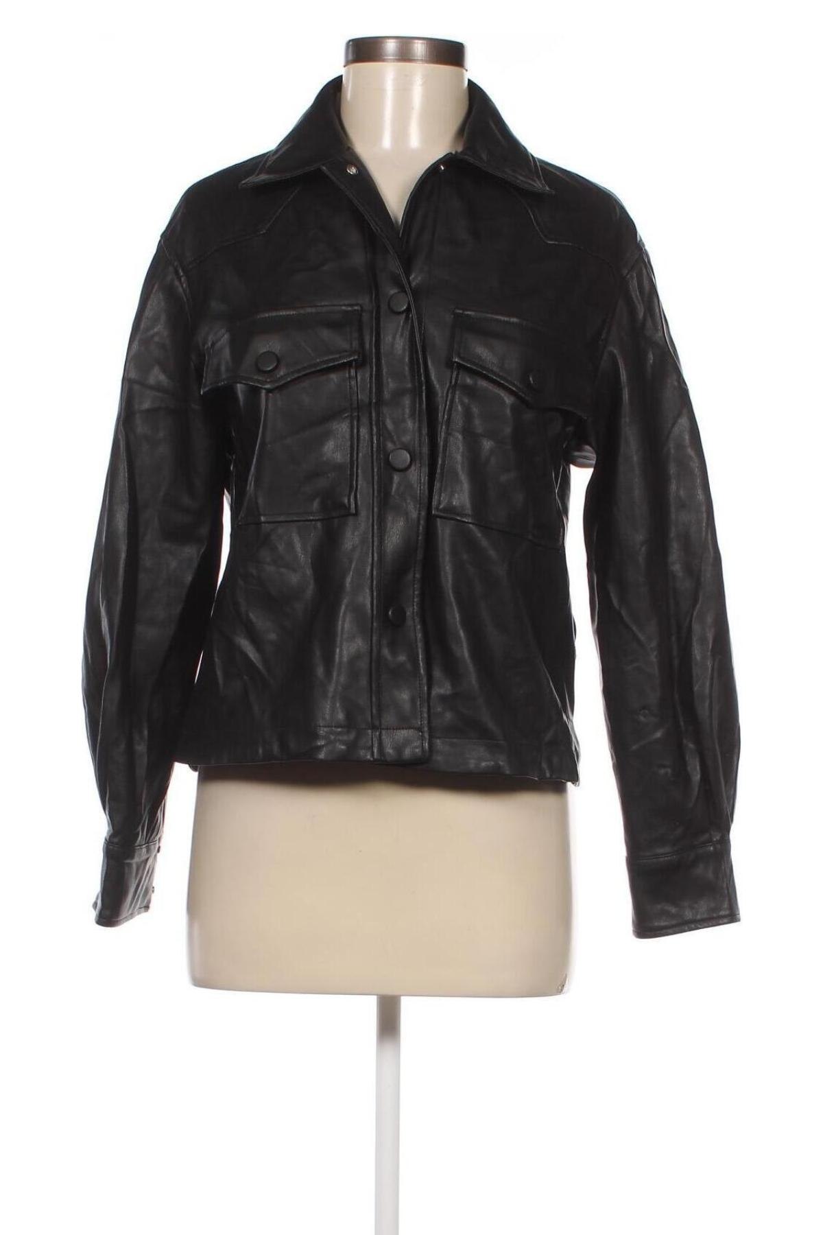 Dámska kožená bunda  Bershka, Veľkosť S, Farba Čierna, Cena  14,18 €