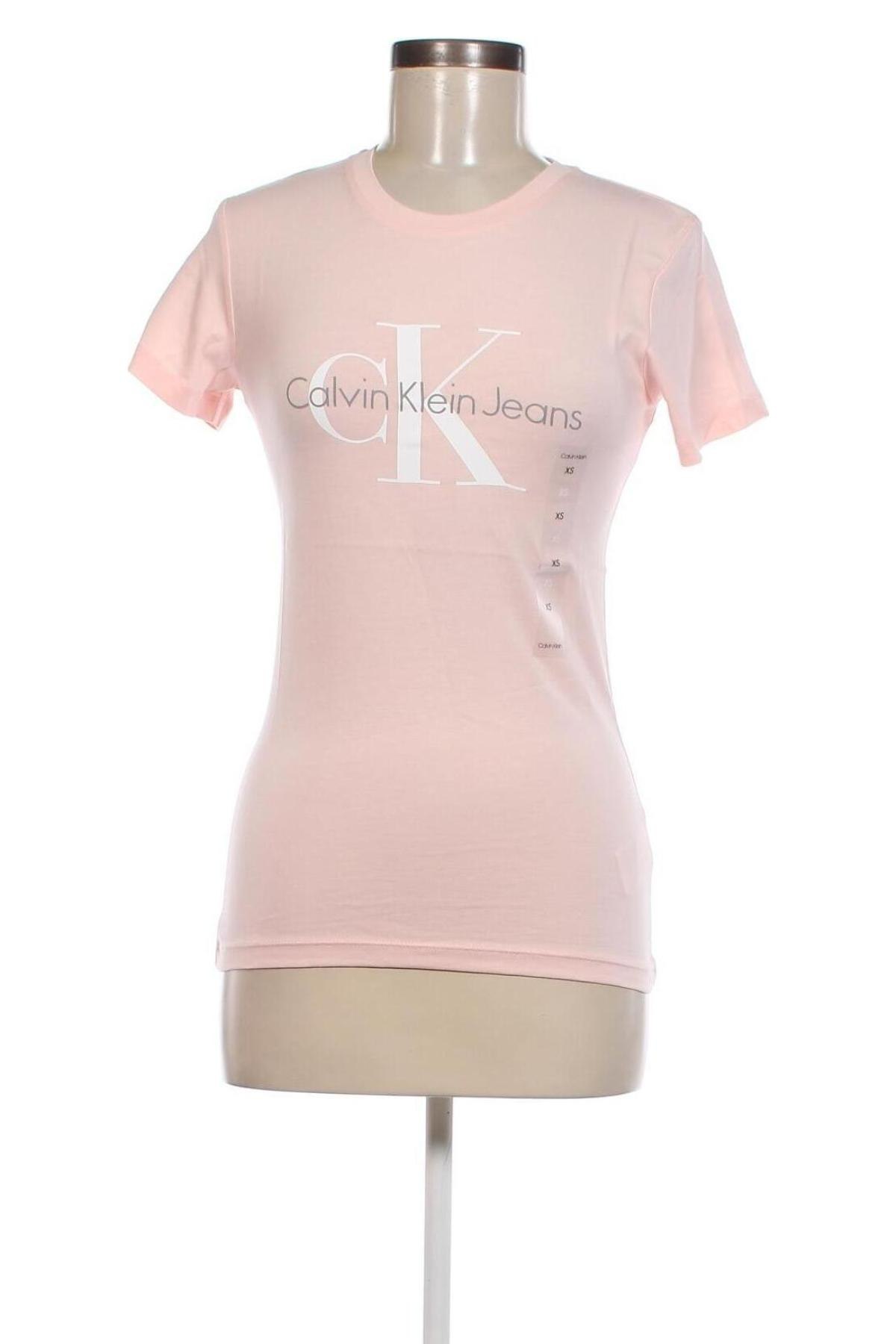 Γυναικείο t-shirt Calvin Klein Jeans, Μέγεθος XS, Χρώμα Ρόζ , Τιμή 27,84 €