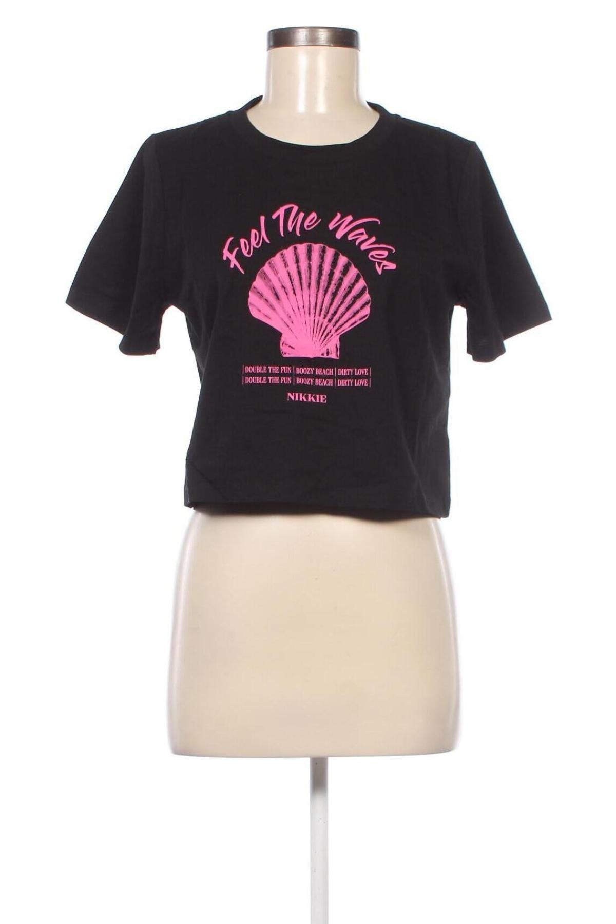 Γυναικείο t-shirt Nikkie, Μέγεθος M, Χρώμα Μαύρο, Τιμή 17,04 €