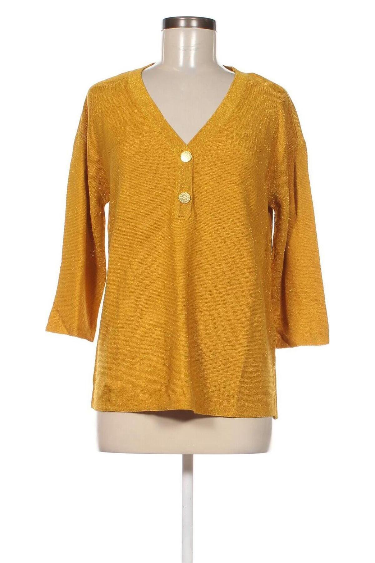 Дамски пуловер Cortefiel, Размер M, Цвят Жълт, Цена 20,01 лв.