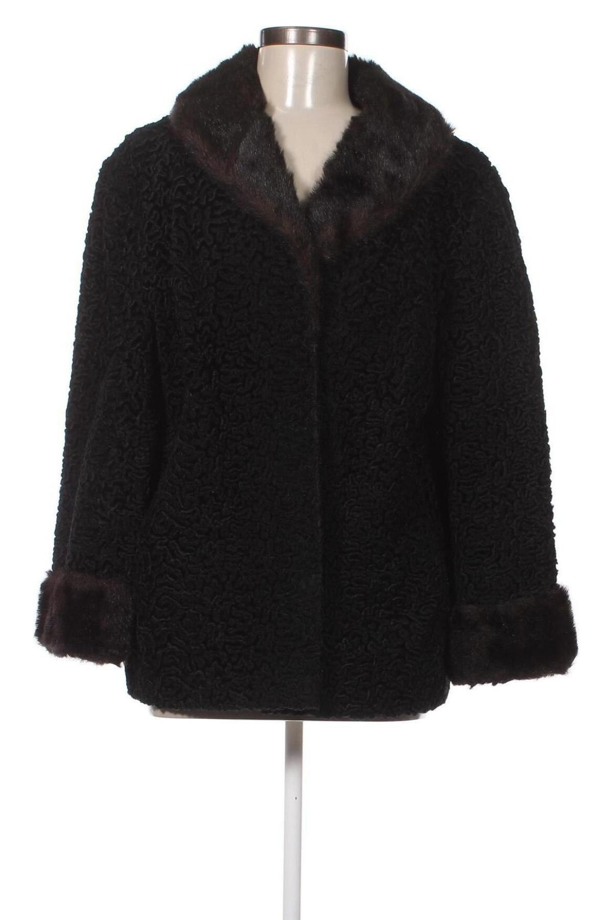 Дамско кожено палто, Размер XL, Цвят Черен, Цена 117,15 лв.
