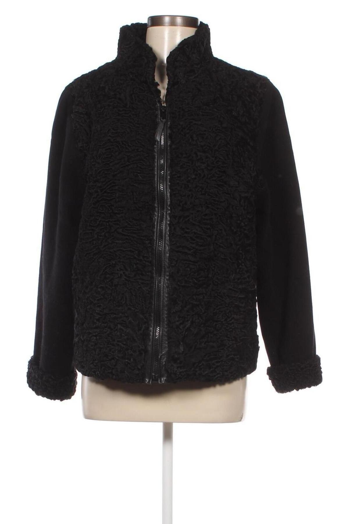 Дамско кожено палто, Размер M, Цвят Черен, Цена 122,10 лв.