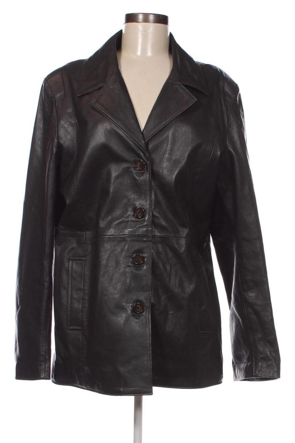 Γυναικείο δερμάτινο μπουφάν, Μέγεθος XXL, Χρώμα Μαύρο, Τιμή 64,20 €
