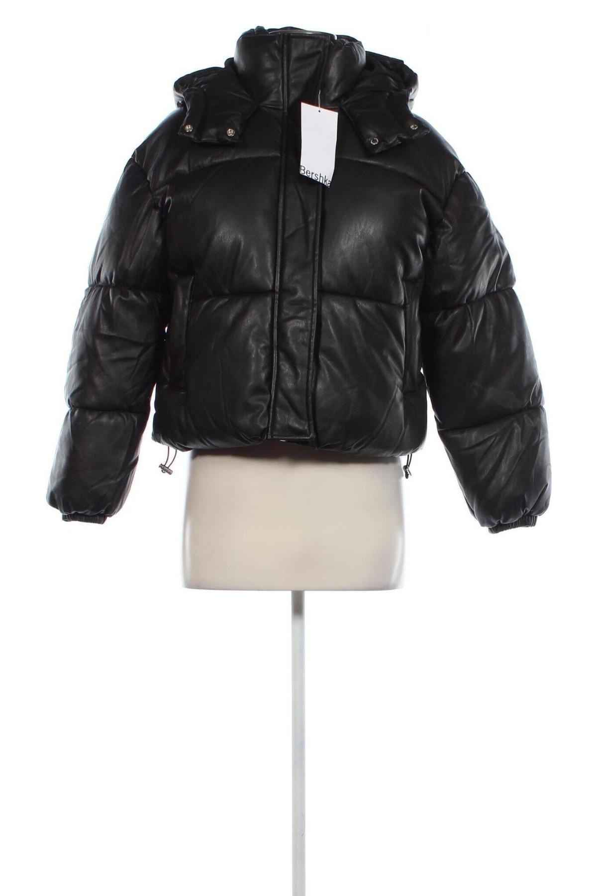 Dámska kožená bunda  Bershka, Veľkosť S, Farba Čierna, Cena  26,88 €