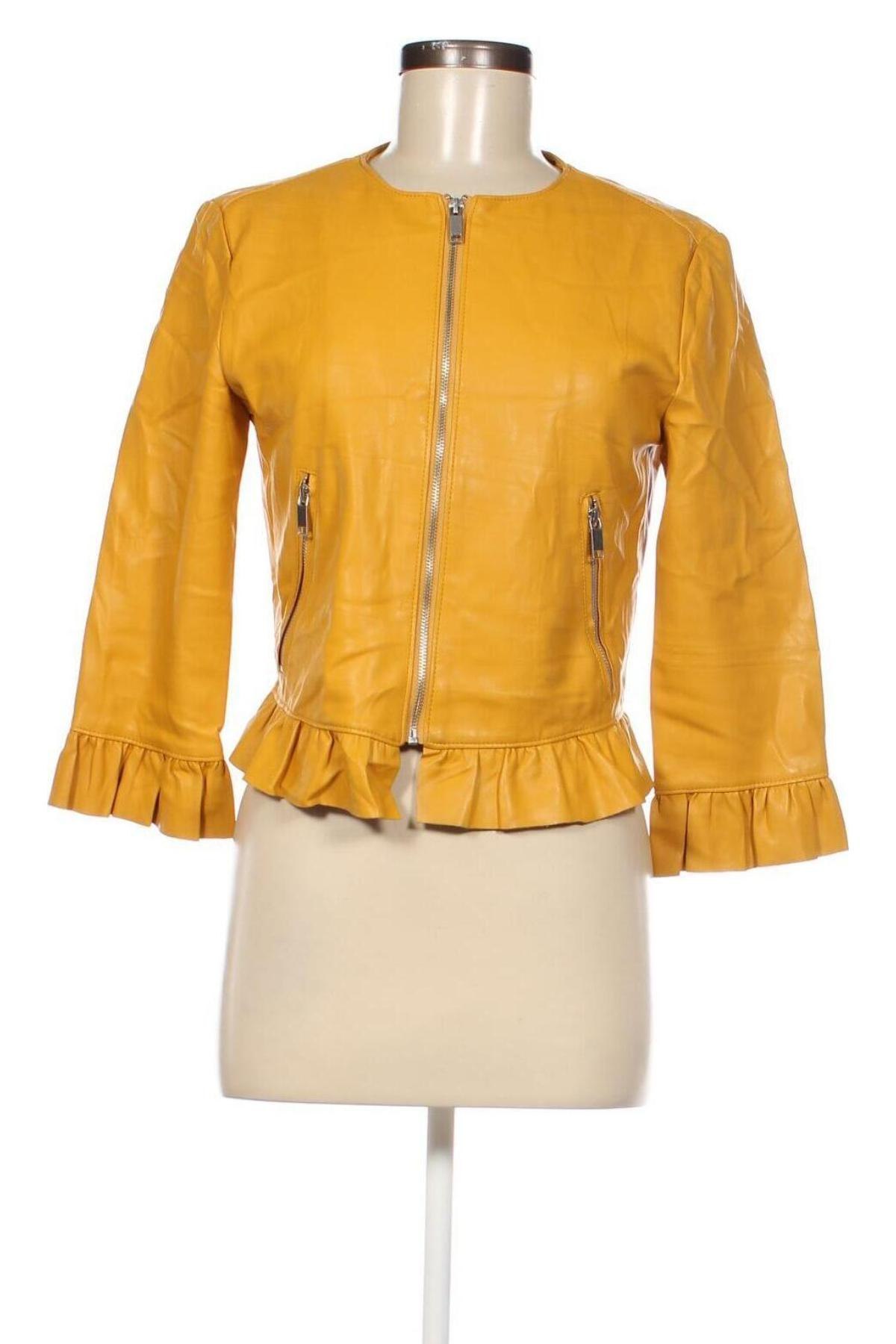 Dámská kožená bunda  Zara, Velikost L, Barva Žlutá, Cena  474,00 Kč