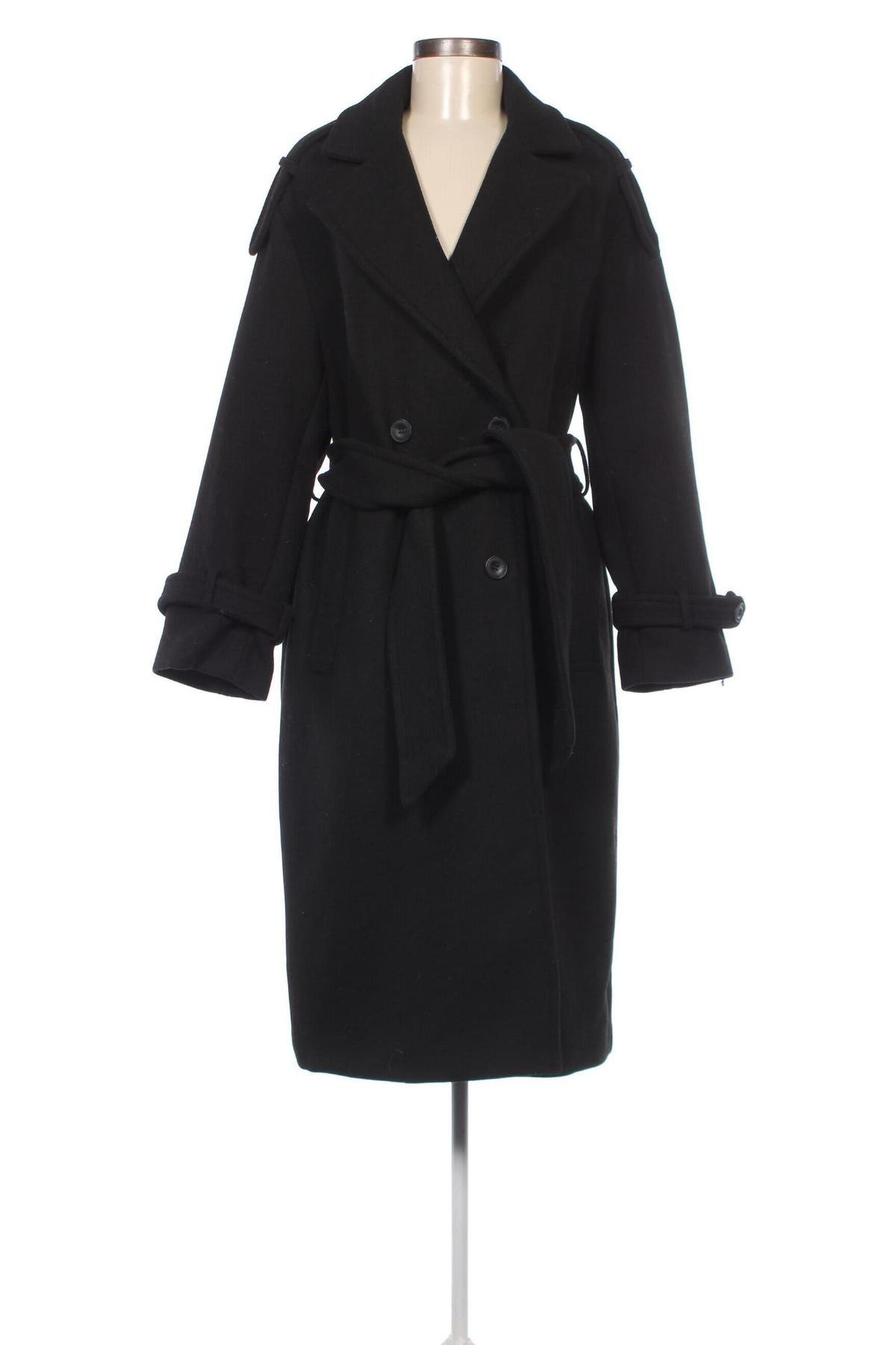Γυναικείο παλτό Bershka, Μέγεθος S, Χρώμα Μαύρο, Τιμή 88,66 €