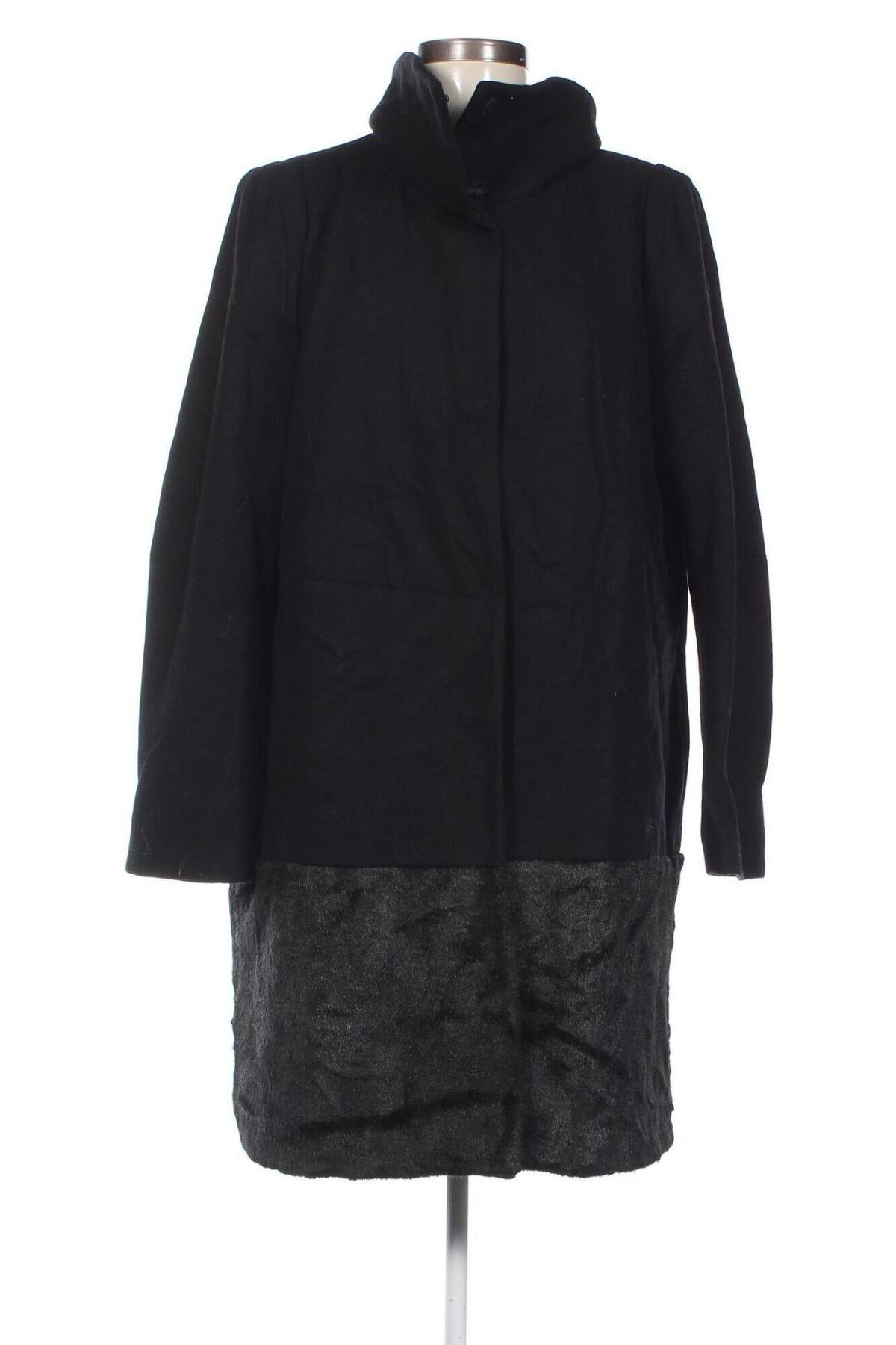 Дамско палто H&M, Размер XL, Цвят Черен, Цена 28,89 лв.