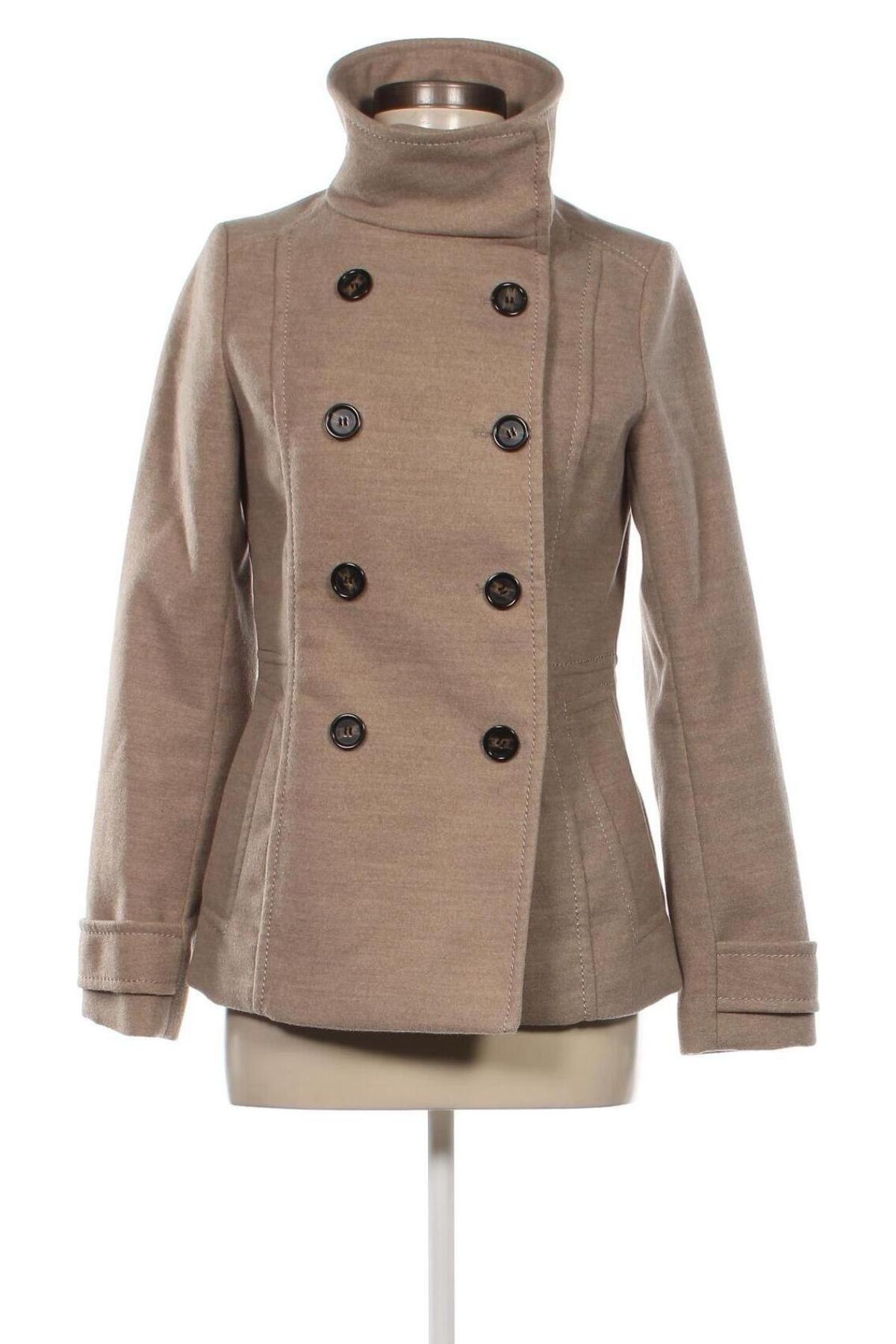 Дамско палто H&M, Размер S, Цвят Бежов, Цена 54,57 лв.