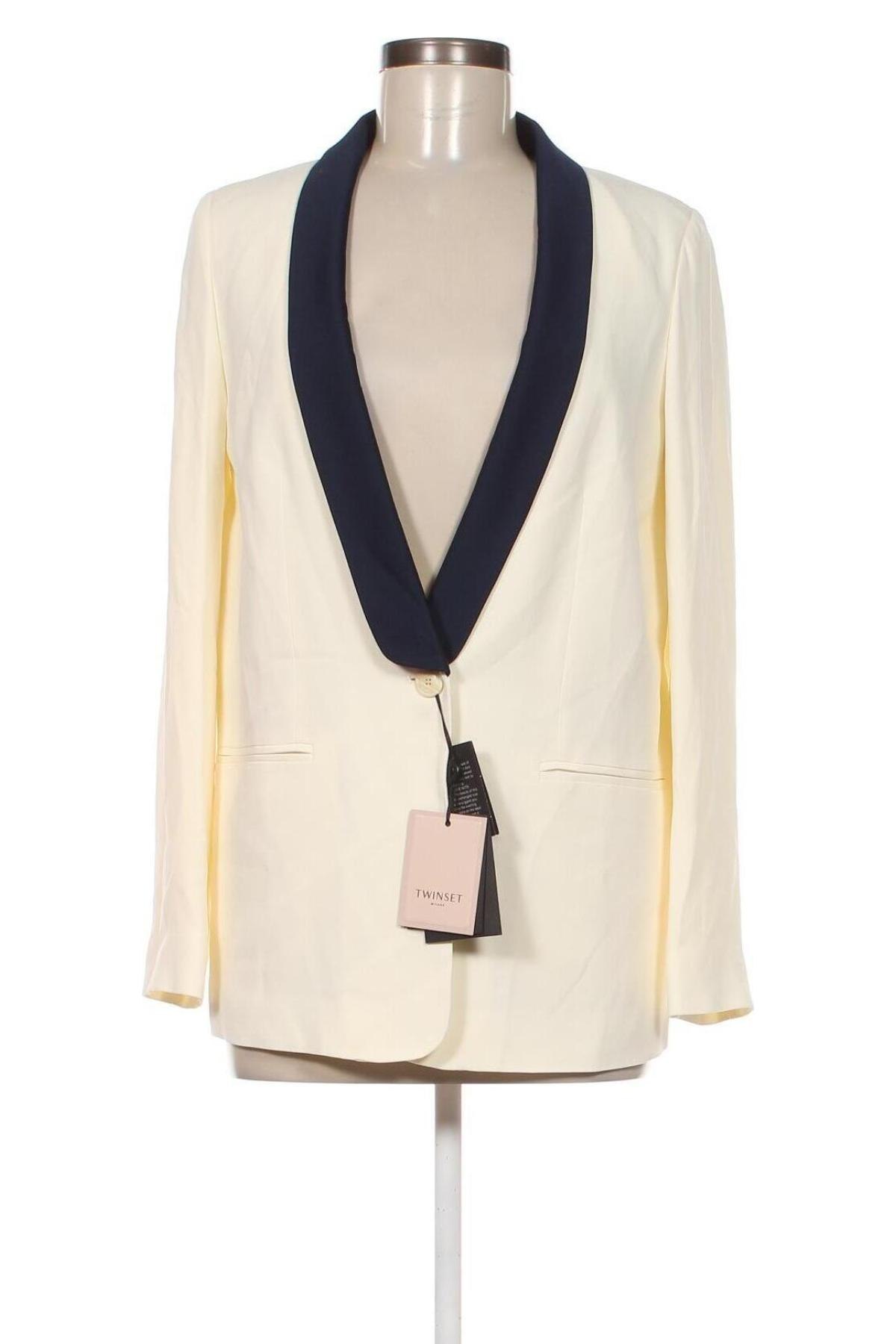 Γυναικείο σακάκι TWINSET, Μέγεθος S, Χρώμα Εκρού, Τιμή 190,21 €