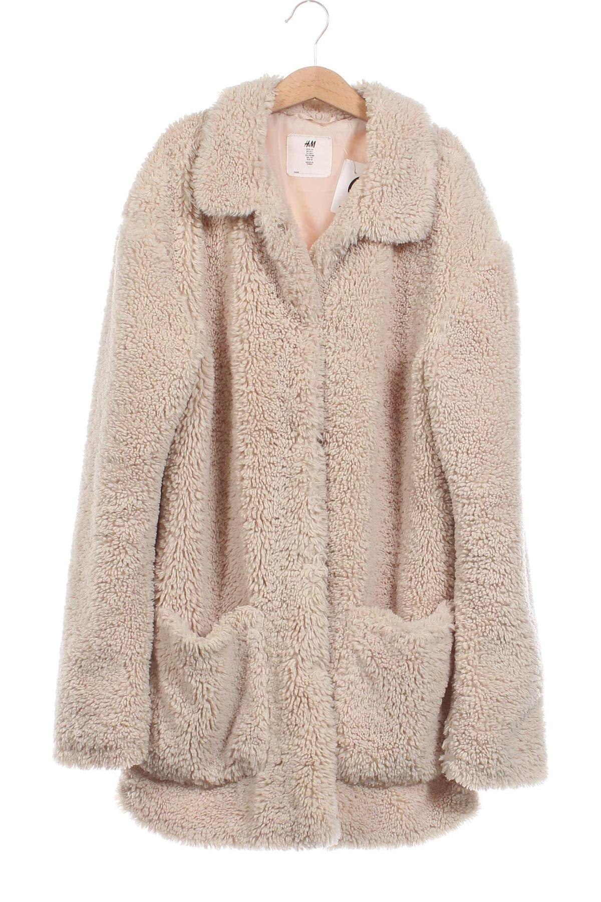 Детско палто H&M, Размер 14-15y/ 168-170 см, Цвят Екрю, Цена 19,78 лв.