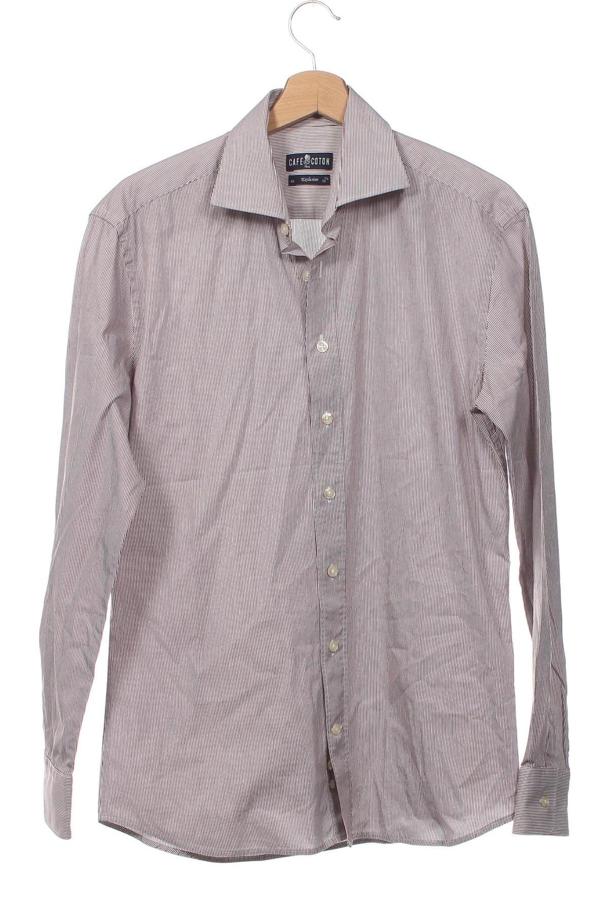 Ανδρικό πουκάμισο Cafe Coton, Μέγεθος M, Χρώμα Καφέ, Τιμή 3,23 €