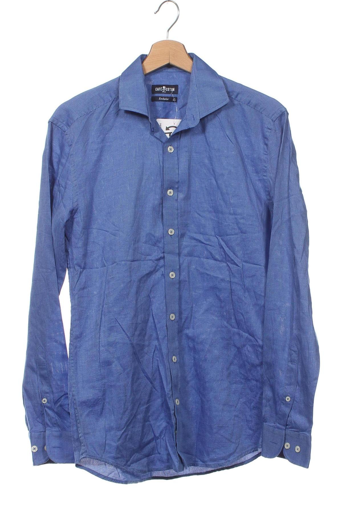 Ανδρικό πουκάμισο Cafe Coton, Μέγεθος S, Χρώμα Μπλέ, Τιμή 3,41 €