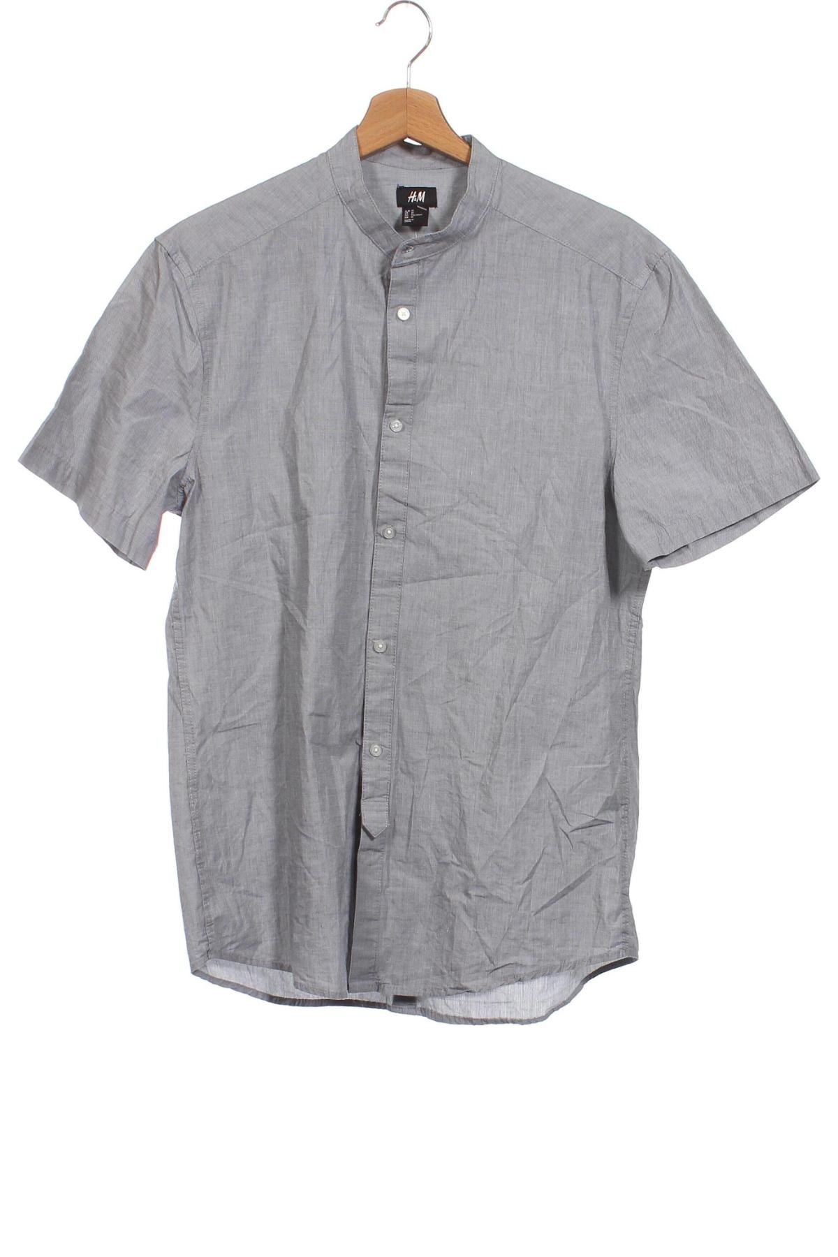 Мъжка риза H&M, Размер M, Цвят Сив, Цена 14,79 лв.