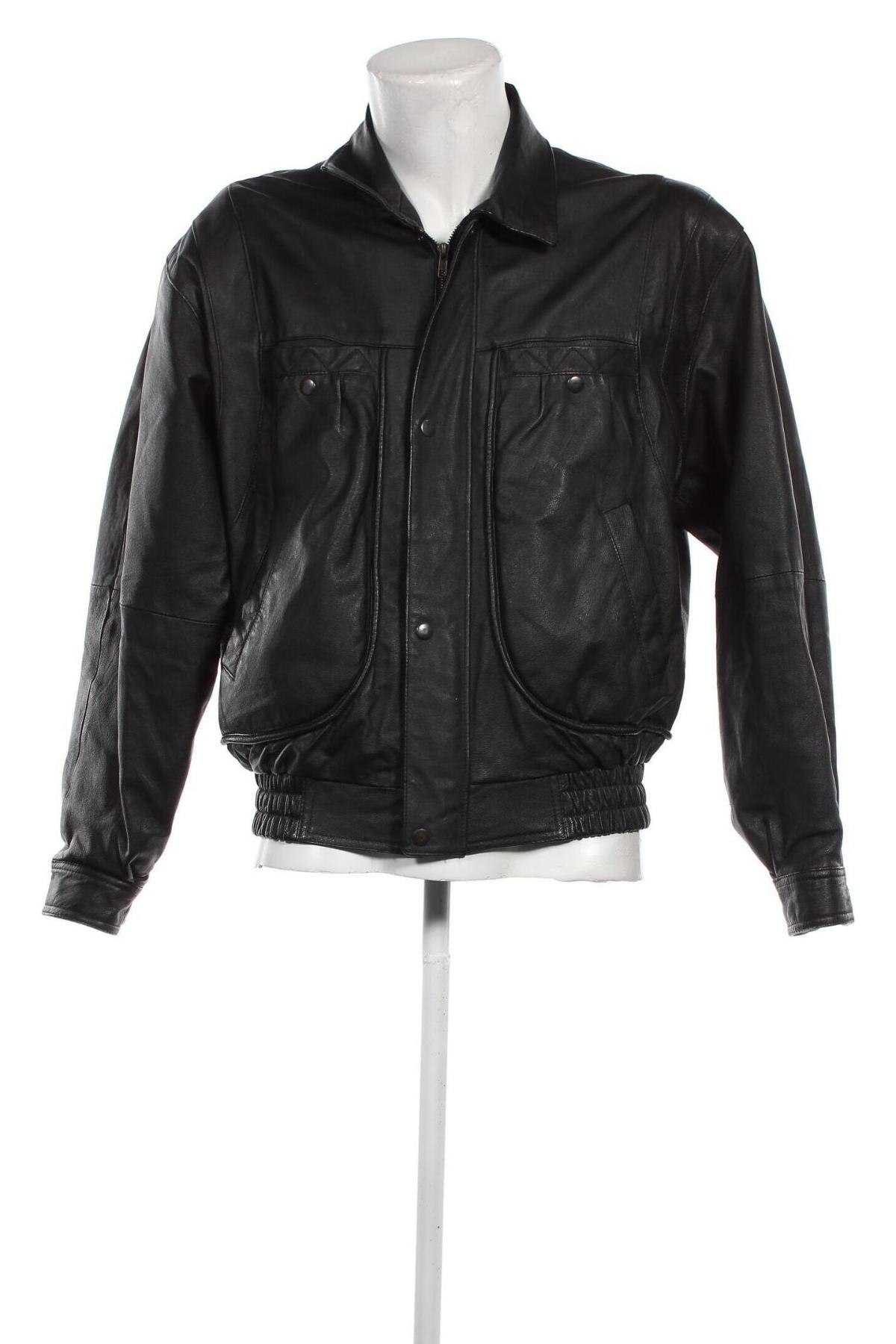 Ανδρικό δερμάτινο μπουφάν Henry Morell, Μέγεθος M, Χρώμα Μαύρο, Τιμή 52,95 €