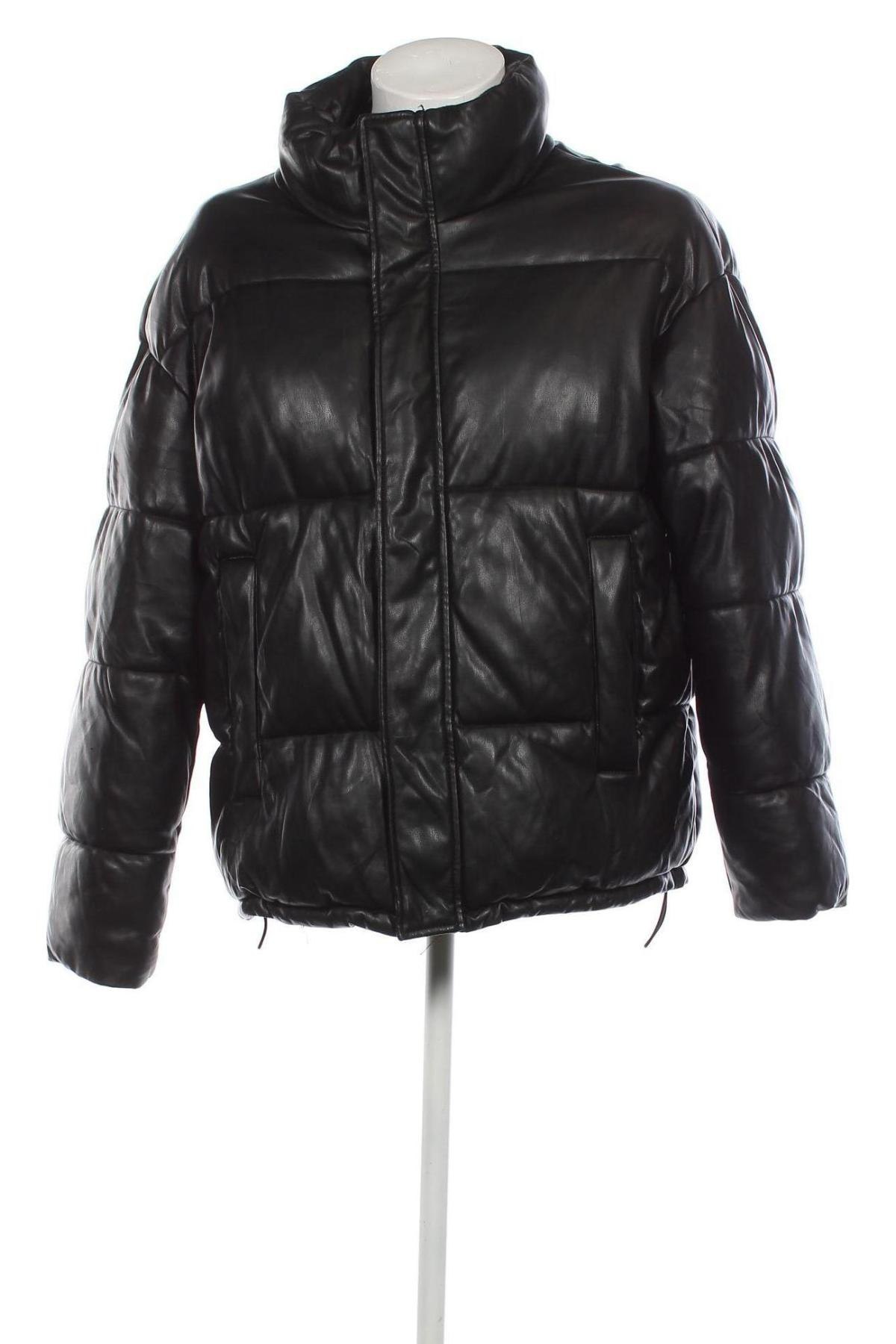 Ανδρικό δερμάτινο μπουφάν Zara, Μέγεθος L, Χρώμα Μαύρο, Τιμή 41,00 €