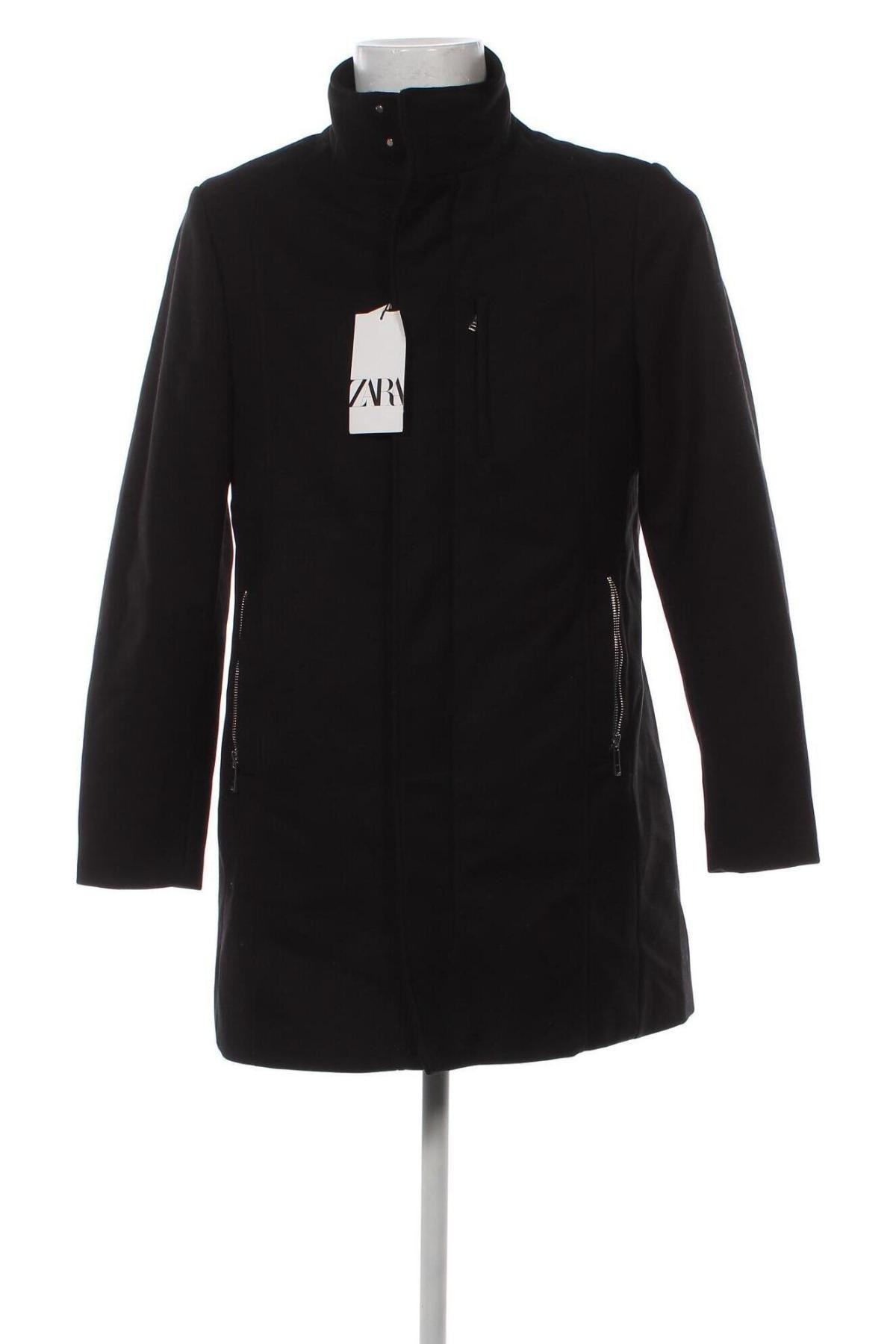 Мъжко палто Zara, Размер L, Цвят Черен, Цена 136,00 лв.