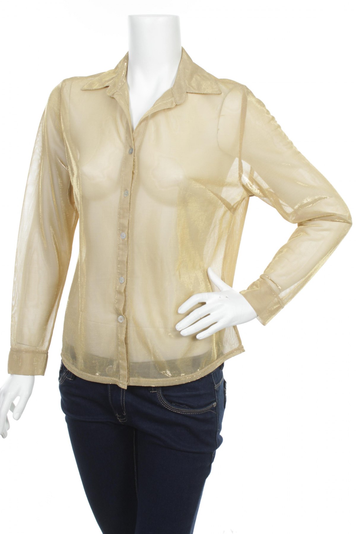 Γυναικείο πουκάμισο Michelle, Μέγεθος M, Χρώμα Χρυσαφί, Τιμή 15,46 €