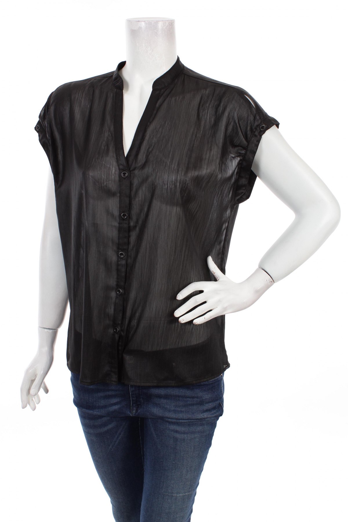 Γυναικείο πουκάμισο Pulz Jeans, Μέγεθος M, Χρώμα Μαύρο, Τιμή 11,13 €