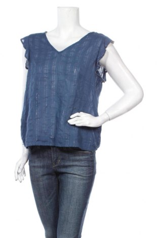 Дамска блуза ONLY, Размер M, Цвят Син, 99% памук, 1% метални нишки, Цена 15,83 лв.