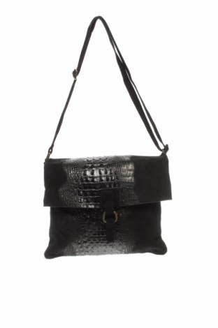 Дамска чанта Firenze Artegiani, Цвят Черен, Естествен велур, естествена кожа, Цена 138,27 лв.