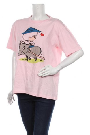 Damski T-shirt, Rozmiar XL, Kolor Różowy, Bawełna, Cena 70,37 zł