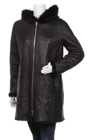 Palton din piele pentru damă Massimo Dutti, Mărime L, Culoare Negru, Piele naturală, Preț 1.749,18 Lei