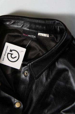 Γυναικείο δερμάτινο πουκάμισο Mia Moda, Μέγεθος XXL, Χρώμα Μαύρο, Τιμή 18,09 €