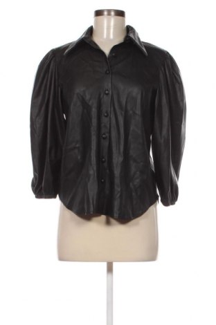 Дамска кожена риза Zara, Размер S, Цвят Черен, Цена 16,20 лв.