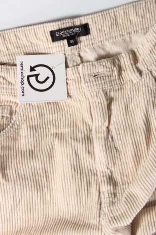 Pantaloni de velvet de femei Clockhouse, Mărime S, Culoare Ecru, Preț 29,57 Lei