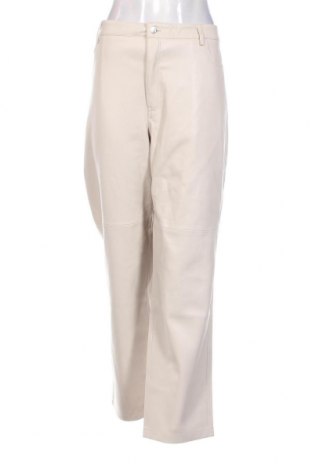 Γυναικείο παντελόνι δερμάτινο Mango, Μέγεθος XL, Χρώμα Εκρού, Τιμή 8,40 €