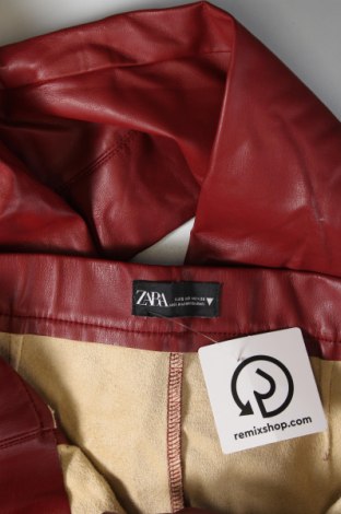Dámske kožené nohavice  Zara, Veľkosť S, Farba Červená, Cena  5,66 €