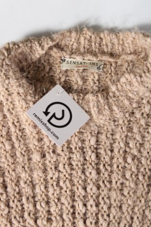 Дамски пуловер Sensation, Размер M, Цвят Бежов, Цена 8,70 лв.
