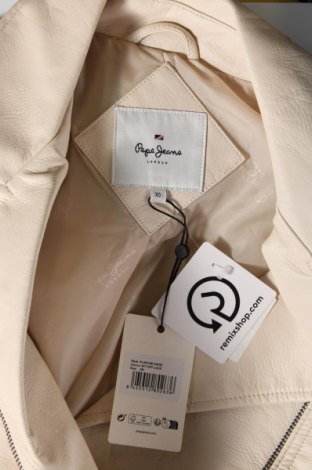 Γυναικείο δερμάτινο μπουφάν Pepe Jeans, Μέγεθος XS, Χρώμα Εκρού, Τιμή 226,08 €