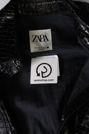 Дамско кожено яке Zara, Размер S, Цвят Черен, Цена 41,00 лв.