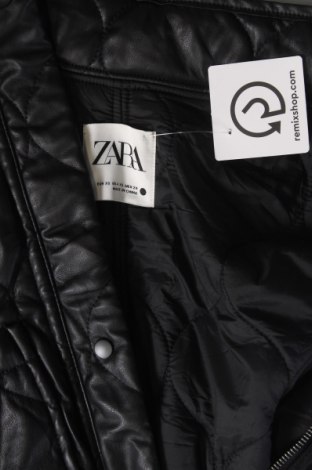 Дамско кожено яке Zara, Размер XS, Цвят Черен, Цена 38,54 лв.
