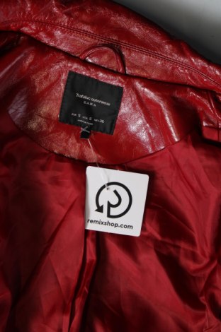Γυναικείο δερμάτινο μπουφάν Zara Trafaluc, Μέγεθος S, Χρώμα Κόκκινο, Τιμή 21,56 €